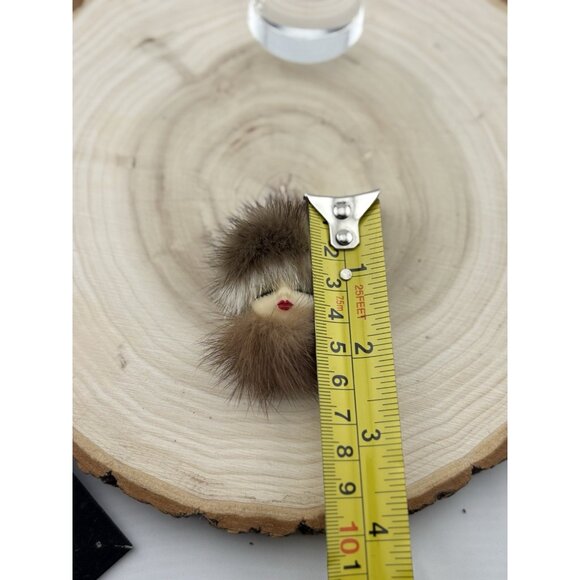 Vintage Mink Fur Lady Face Brooch Pin Gold Tone 1950s Glam Jewelry - Picture 3 of 3